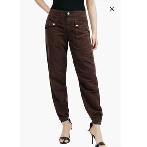 NWOT Women’s ALLSAINTS Val Cargo Joggers in Dark Red Wine SZ 0